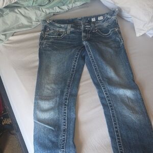 Miss Me Blue Straight Leg Jeans (Waistband Was Cut) 25"x29" Inseam